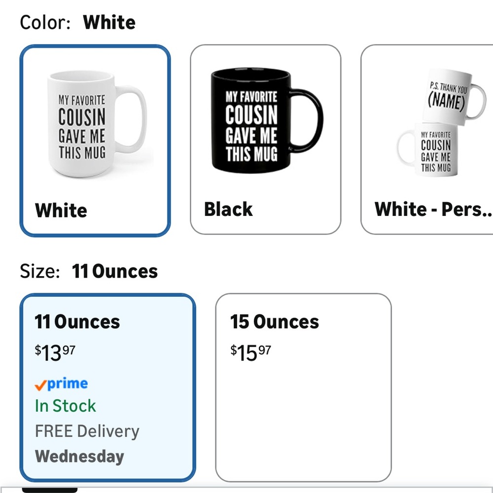 NWT “Favorite Cousin” 11oz Mug - Picture 5 of 6